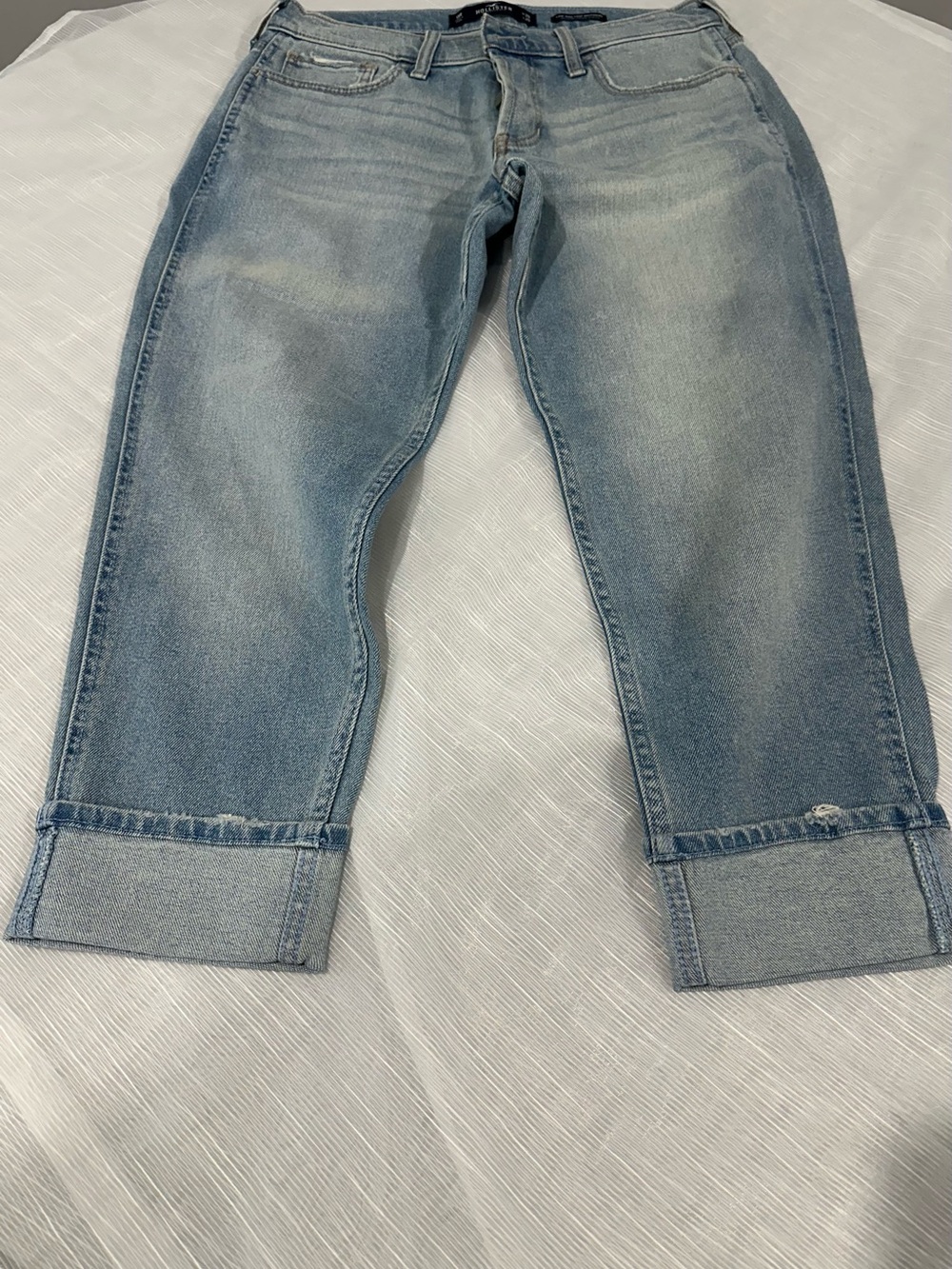 Hollister Light Blue Boyfriend Jeans with Cuffed Hem